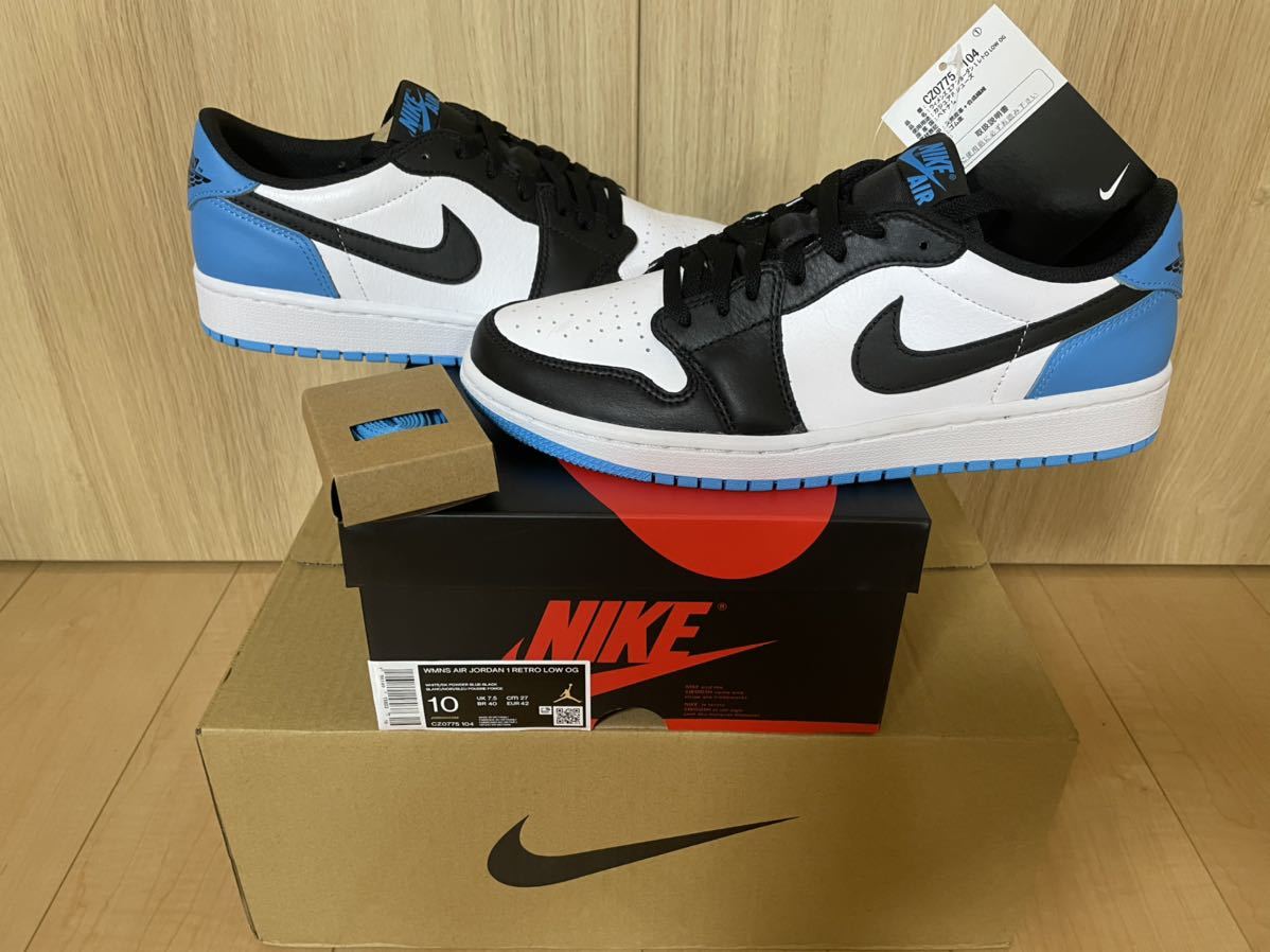 NIKE WMNS AIR JORDAN 1 RETRO LOW OG UNC BLACK AND DARK POWDER BLUE