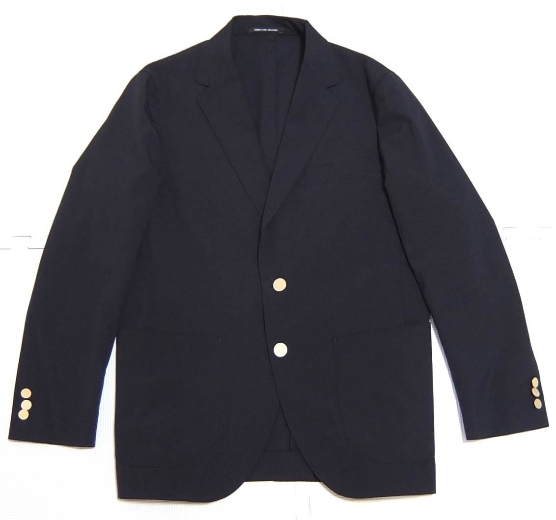 green label relaxing.. wool woven tailored jacket navy blue M blaser Arrows MIYUKI KEORI 3122-110-1377