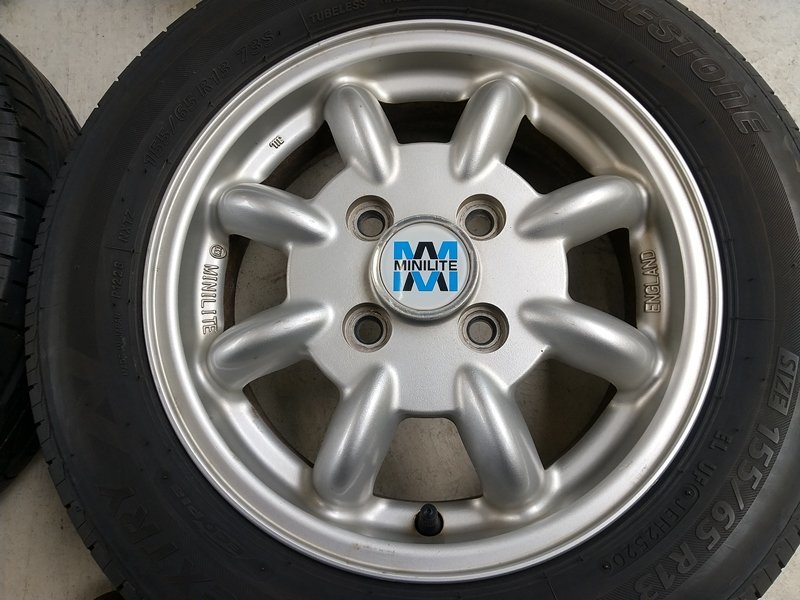 [psi] Daihatsu original MINILITE 13 -inch × 4J +45 4 hole PCD100 aluminium wheel & BRIDGESTONE NEXTRY 155/65R13 radial tire 4ps.
