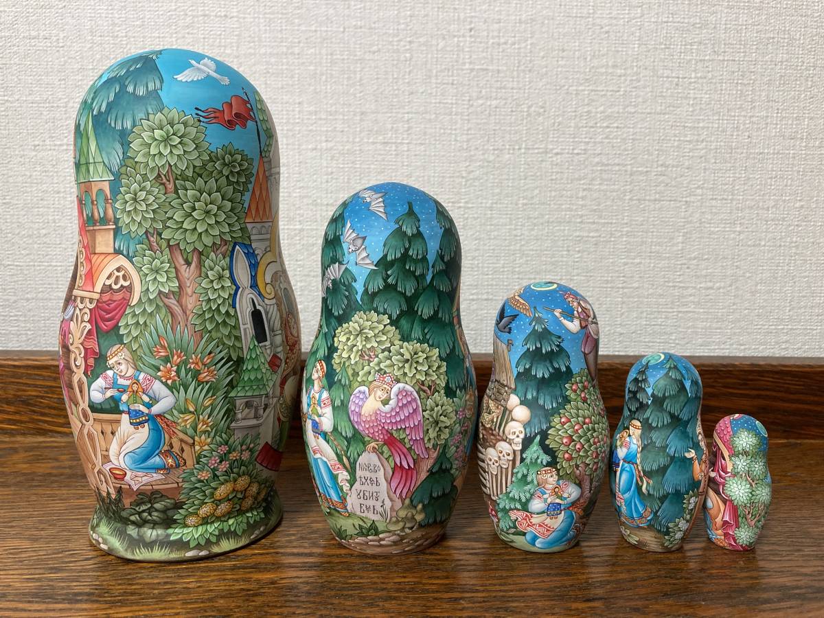 ロシア雑貨☆うるわしのワシリーサ民話マトリョーシカ(5P)オルガ作