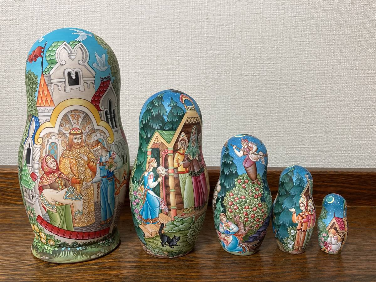 ロシア雑貨☆うるわしのワシリーサ民話マトリョーシカ(5P)オルガ作