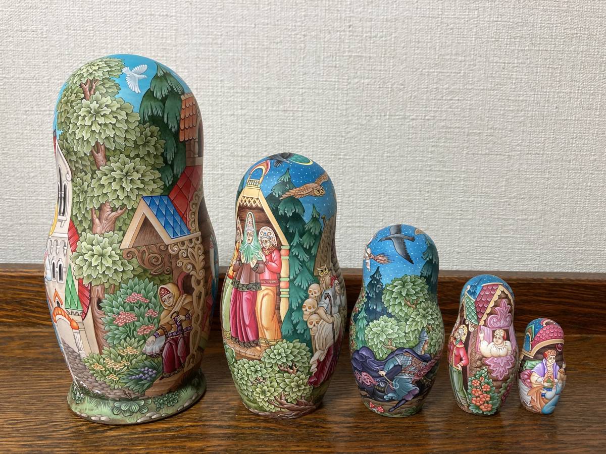 ロシア雑貨☆うるわしのワシリーサ民話マトリョーシカ(5P)オルガ作