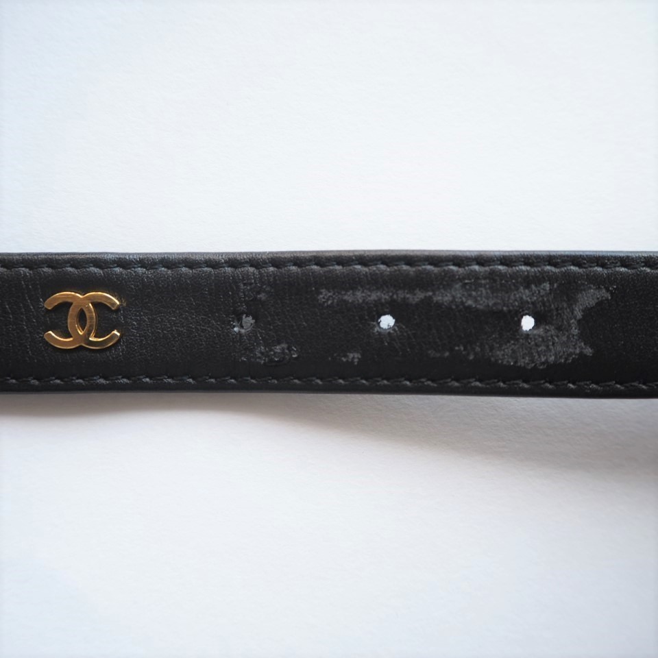 CHANEL シャネル レザーベルト 12連ココマーク ブラック 黒×ゴールド