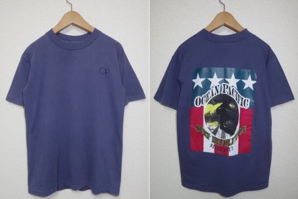 90s USA製■OCEAN PACIFIC オーシャンパシフィック■サーフ プリント Tシャツ■L アメリカ製 op■ビンテージ オールド old surf 70s 80s_画像1