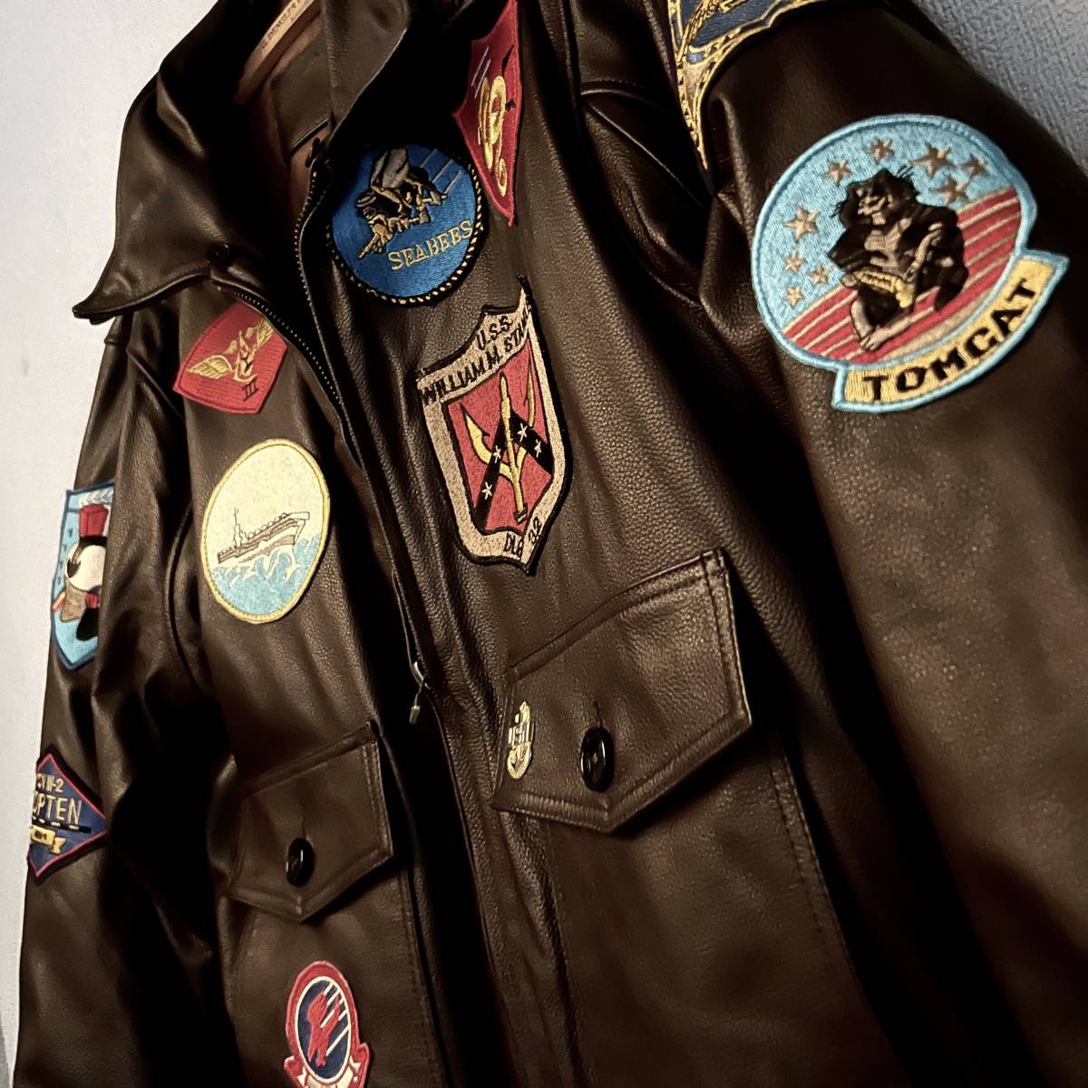 ☆ TOP GUN NAVY G-1 LEATHER JACKET Lサイズ 38〜40 タグ無し 新品未