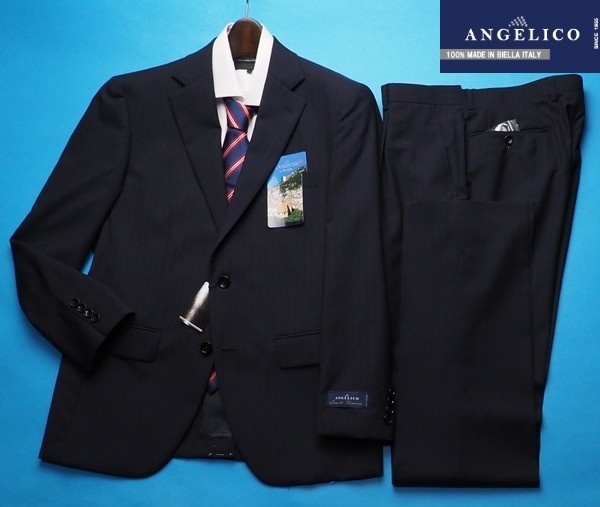  new goods 8 ten thousand jpy large hand general merchandise shop treatment spring summer [ANGELICO Anne je Rico Italy made cloth ] wool 100% shadow stripe suit BB5 navy blue (75) 18S-AG-1-2