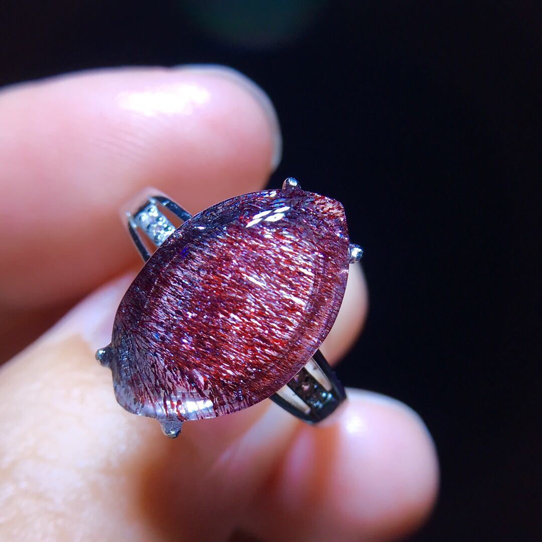 正規通販】 ⭐︎【高級】天然スーパーセブン リング s925 16.6x10.3mm