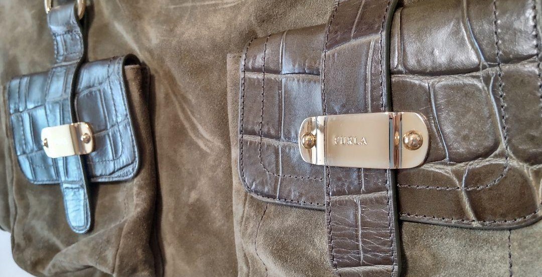 FURLA フルラ トートバッグ ショルダーバッグ 型押し モスグリーン