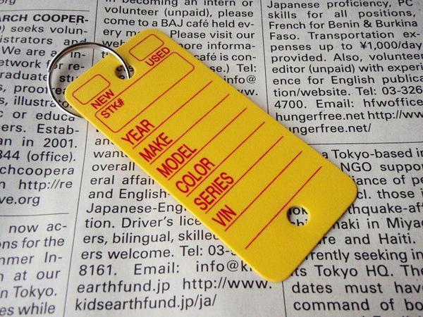 F108* key holder key chain bag tag and so on US car dealer key tag / place san. Setagaya base DAYTONA Daytona . garage small articles .US tag 