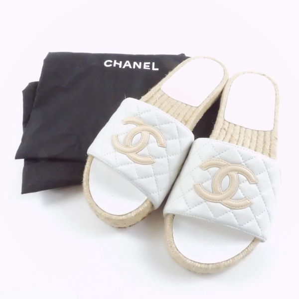 極美品 CHANEL 　ラムスキン　ココマーク　エスパドリーユ シューズ 36