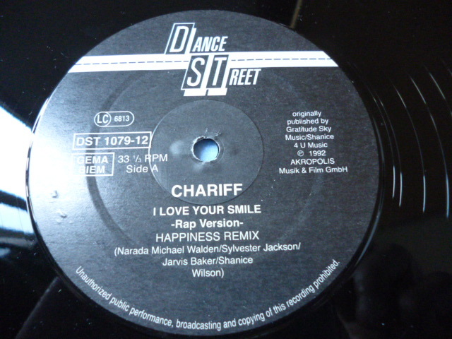 Chariff / I Love Your Smile 試聴可　キャッチー HIPHOP 12 何と！SHANICEの名曲をRAPカバー！_画像2