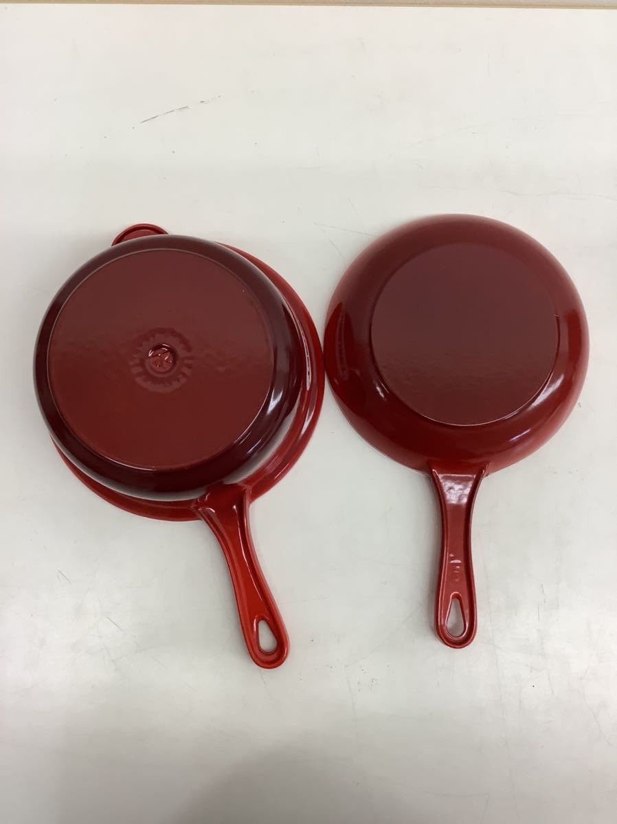 HK10後100 ル・クルーゼ LE CREUSET グラタン皿 フライパン　鍋　ティーポット　7点まとめ売り　赤　RED_画像10