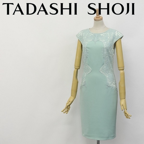 *TADASHI SHOJItadasi show ji race embroidery stretch dress One-piece mint green XXS