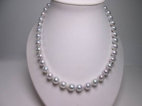 *SILVER large grain ba lock pearl 9mm sphere. necklace also case attaching 