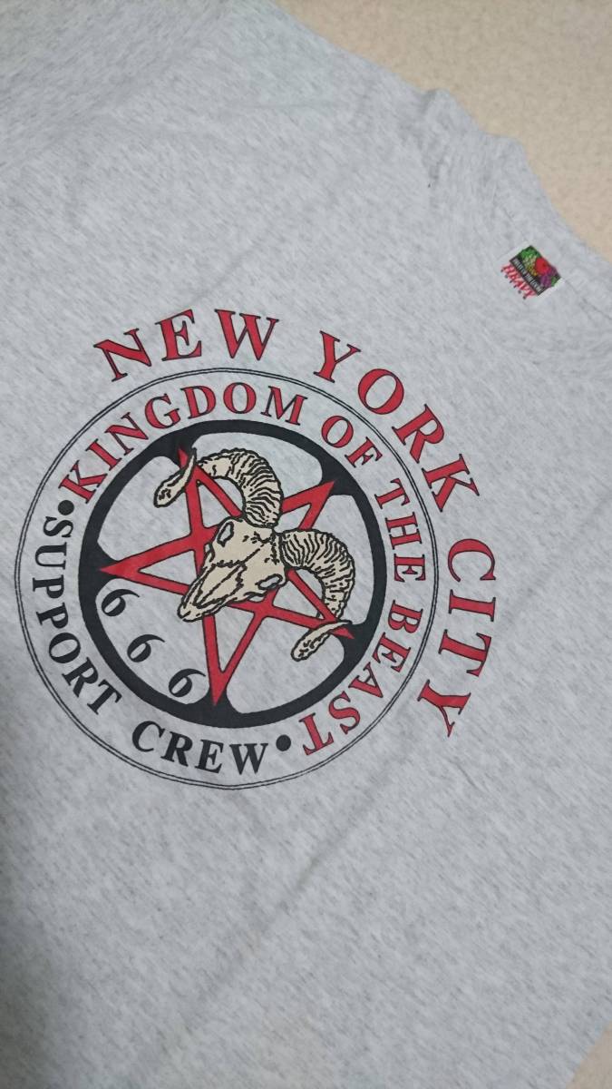 希少 90s DEADSTOCK ヘルズ エンジェルス NEW YORK CITY 666 support crewT M/パンナックル ショベル ハーレーT HELLS ANGELS WESTRIDE_レアプリント