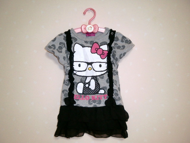 Ω Hello Kitty Ω*80.* pretty short sleeves T-shirt hem 3 step frill # gray #