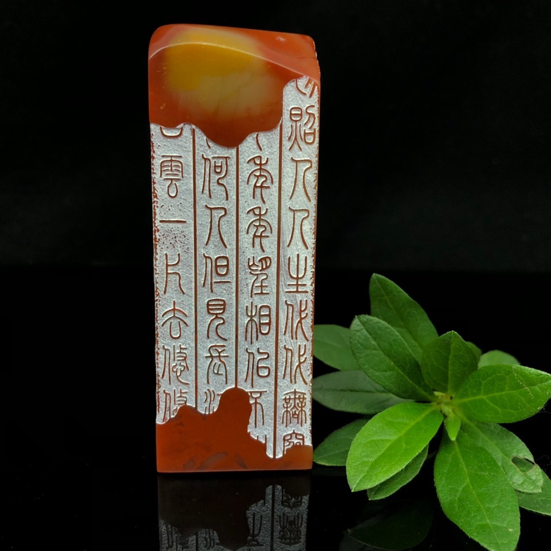 清・古寿山石・高山朱砂紅・銘字印章』極細工・古賞物・中国古玩・ 清・古寿山石・高山朱砂紅・銘字印章』極細工・古賞物・中国古玩・