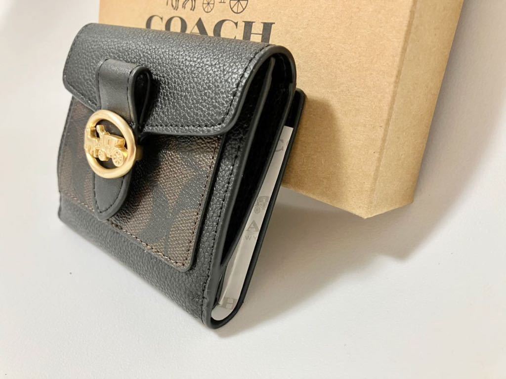 COACH コーチ　財布　二つ折り財布　レディース　新品　未使用　黒茶