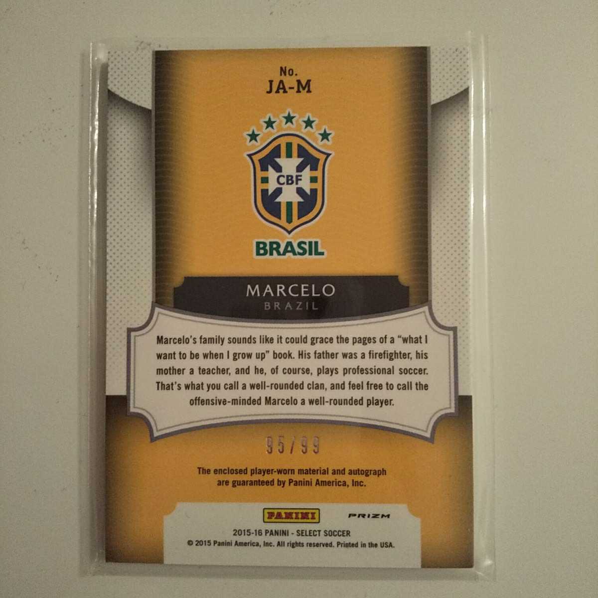 PANINI SELECT SOCCER マルセロ 直筆サインカード ブラジル代表_画像2