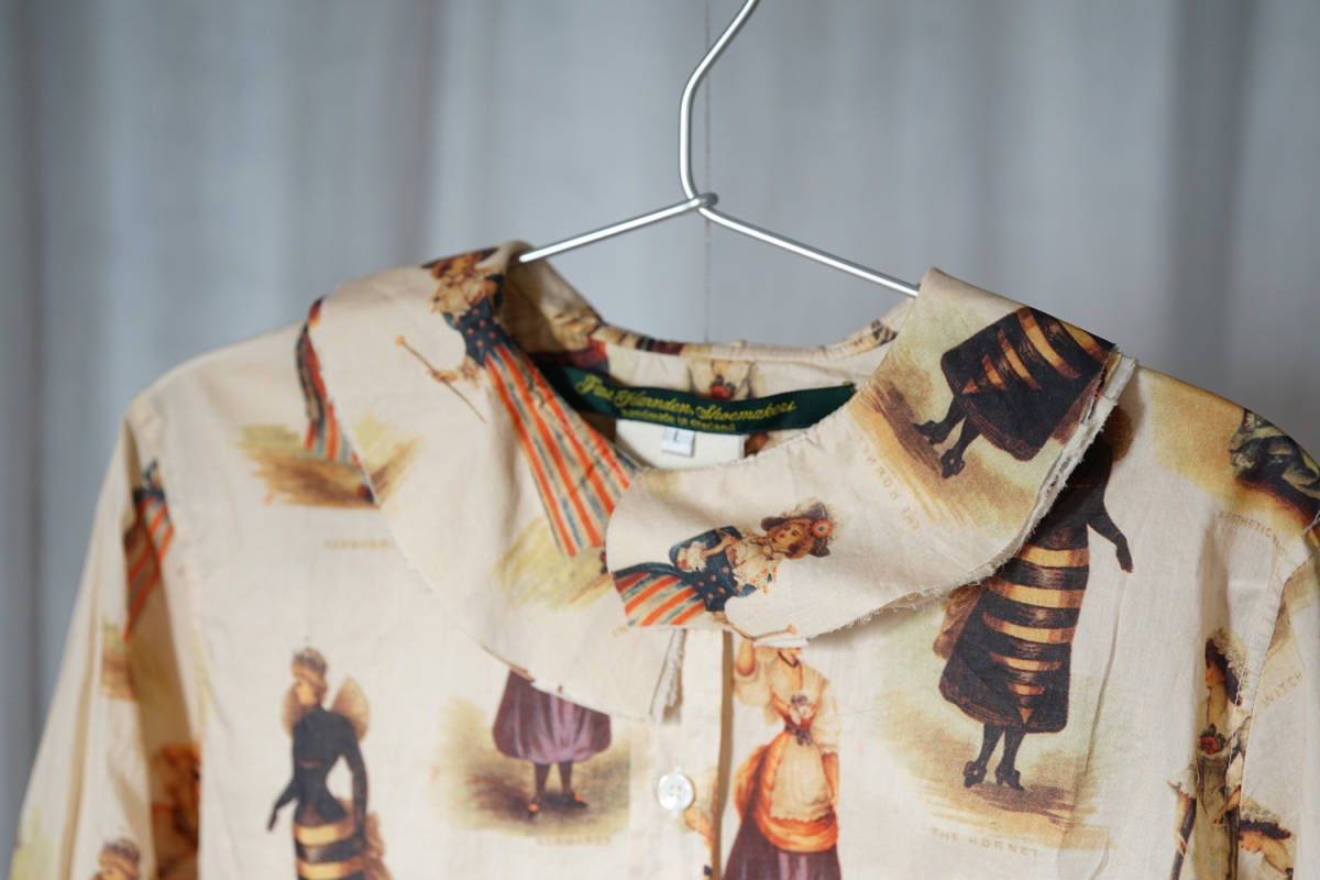 PayPayフリマ｜Paul Harnden Shoemakers women collar print shirt cotton100 ポールハーデン  プリント シャツ L