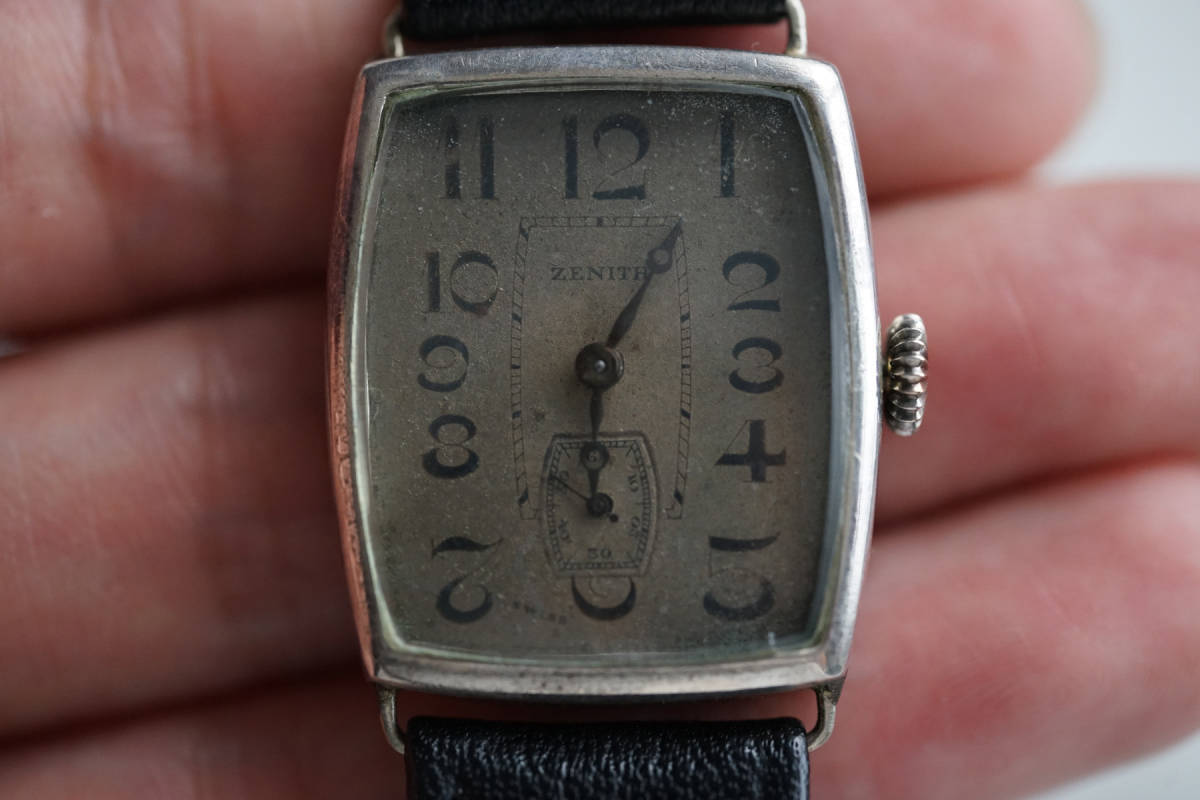 ヴィンテージ Zenith ゼニス メンズ 純銀ケース 腕時計 稀少品 手巻き可動品