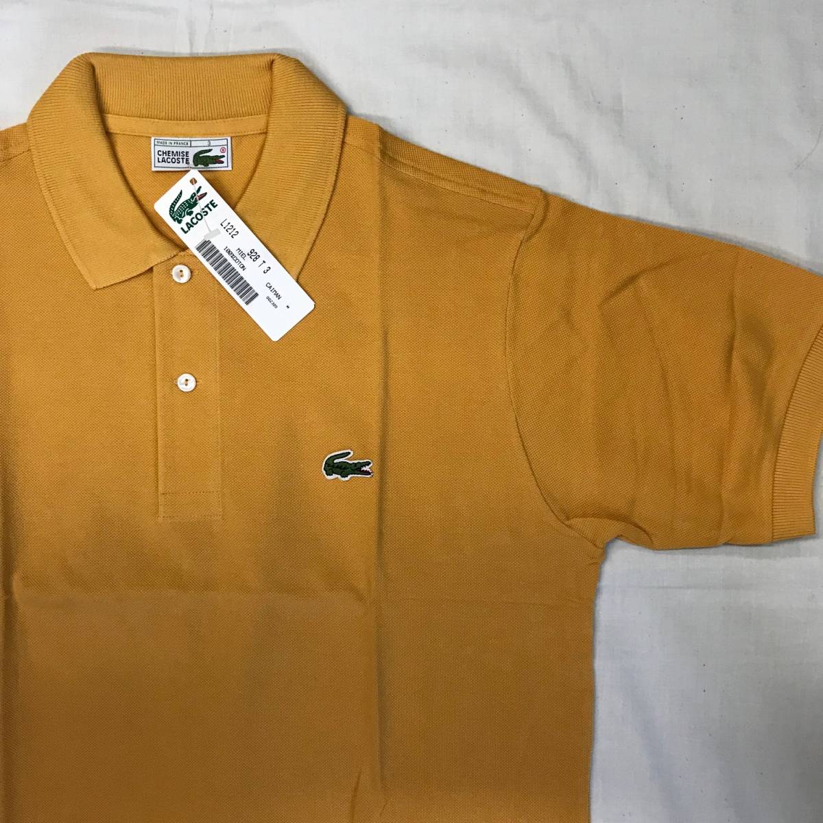 French LACOSTE L1212 Made in France / 未使用 フレンチ ラコステ ポロ フランス製 / ORANGE / SIZE-３ _画像3