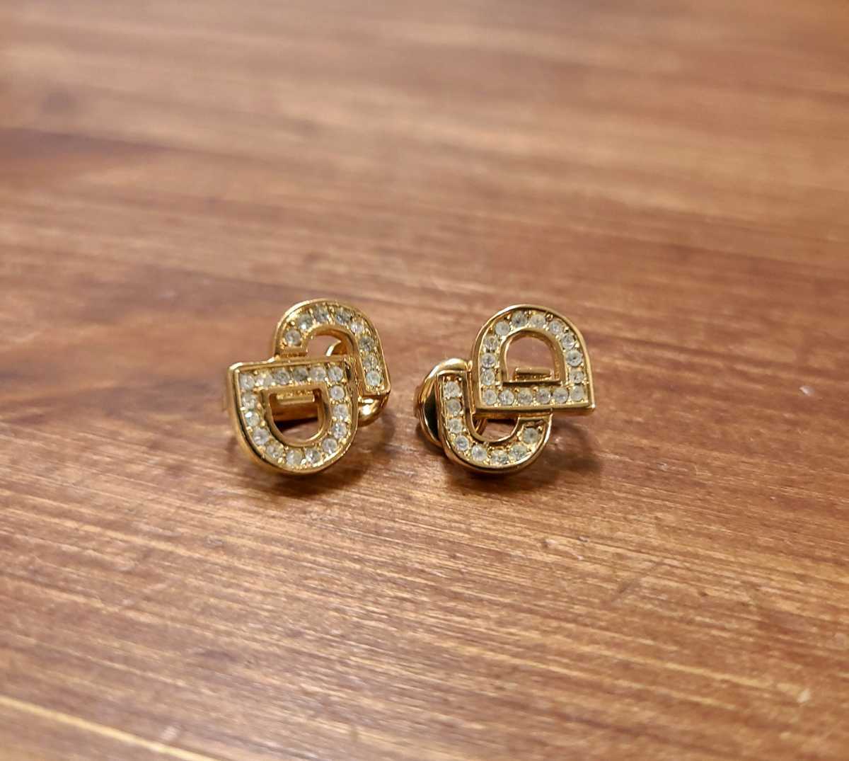 美品☆Christian Dior オールドディオール イヤリング CDロゴ ライン