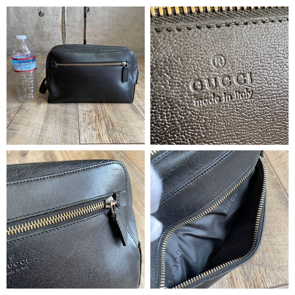 新しいスタイル グッチGUCCIロゴ刻印 レザー クラッチ セカンドバッグ