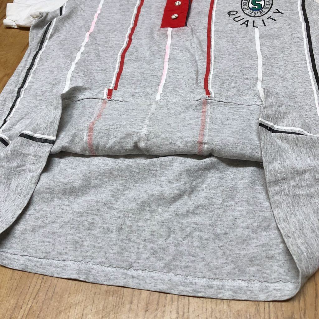 USA製◆ヴィンテージ古着 BASEBALLシャツ 半袖Tシャツ トップス ストライプ ポリコットン 野球 ベースボール アメリカ古着 レディースL_画像6