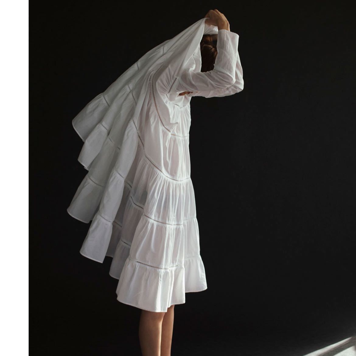 美品】マーレット SOLIMAN ティアード ワンピース ホワイト Merlette