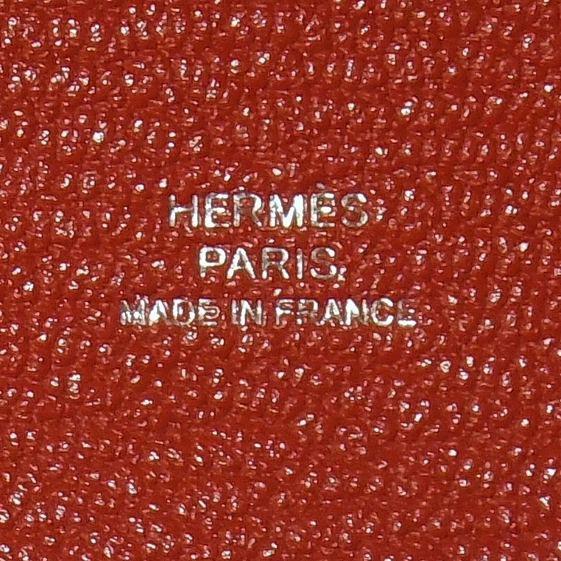 エルメス バスティア ヴェルソ ブルーブリュム＋ブリック 小銭入れ 財布 HERMES PORTE-MONNAIE BASTIA VERSO CHEVRE MYSORE BRUME+BRIQUE_画像4