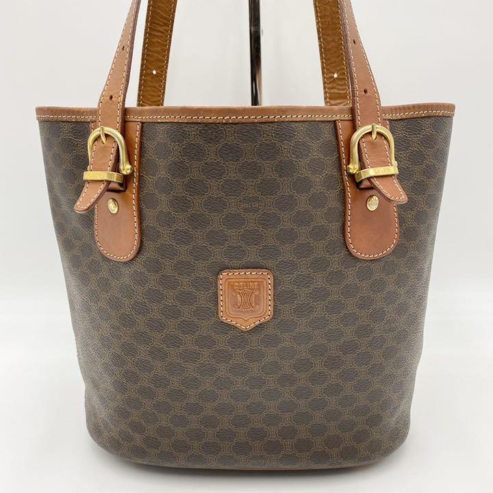 CELINE セリーヌ ハンドバッグ バケツ型 マカダム トリオンフ ブラウン