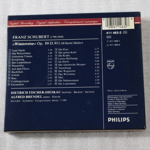 CD01/CD/ Franz Schubert, Dietrich Fischer-Dieskau, Alfred Brendel - Winterreise/独411 463-2_画像3