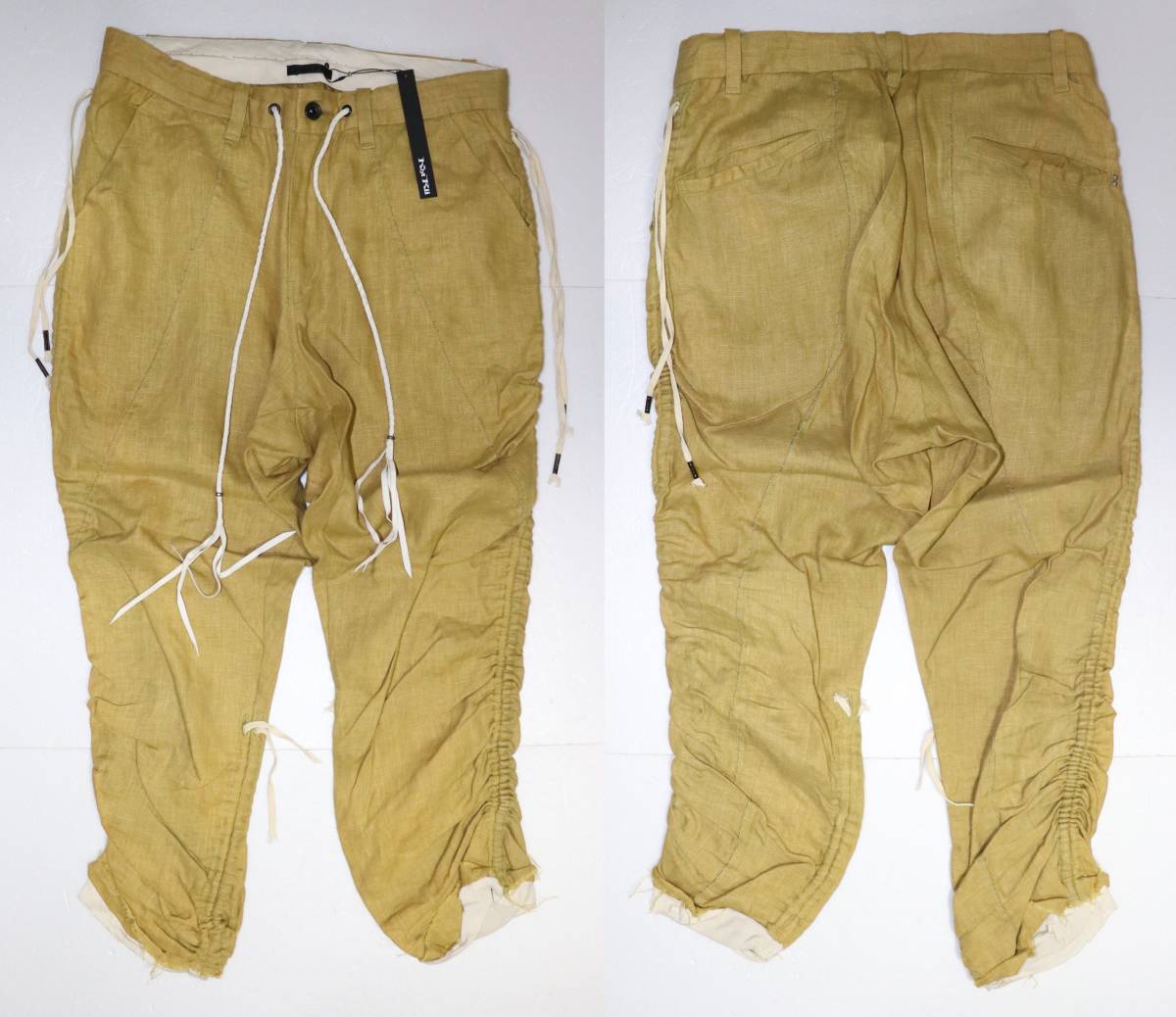 定価34000 新品 本物 KMRii Shirring Linen Layered Pants リネン パンツ 2001-PT02A 2 ケムリ 6296