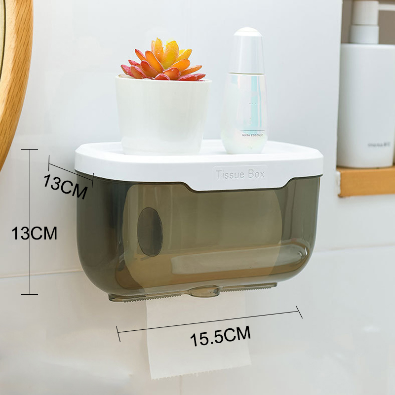 お得 防水プラスチックペーパータオル ウォールマウント バスルーム 収納ボックス ロールホルダー_画像7