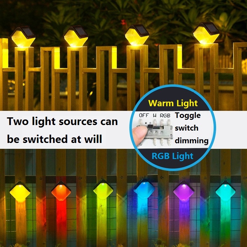 お得 ソーラー ガーデン ランプ 充電式 屋外 防水 ハンギング 照明 RGB スマートセンサー ウォールライト フェンス 装飾 2p_画像5