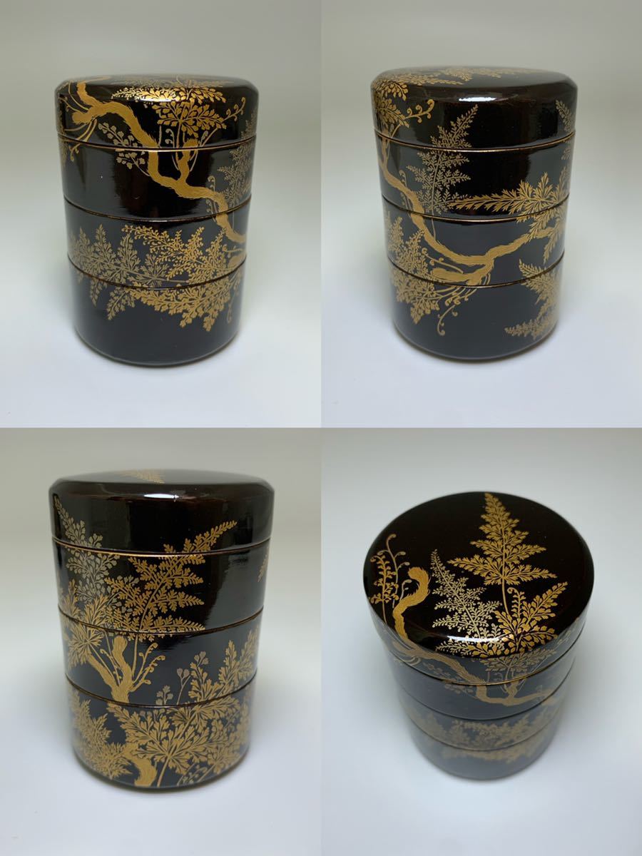 旧家蔵出し】本蒔絵香道具 重香合 時代香道具 香盆 香盤 松蒔絵 香箸