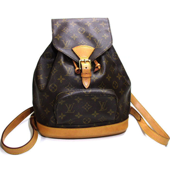 LOUIS VUITTON モンスリMM リュックサック モノグラム レザー ブラウン