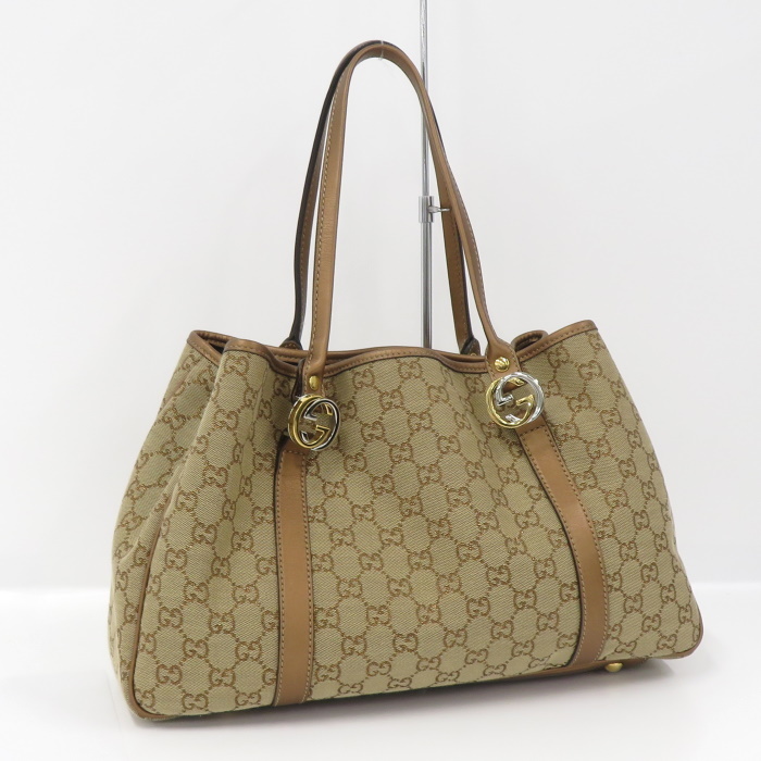 GUCCI GGツインズ トートバッグ 肩がけ GGキャンバス ゴールド