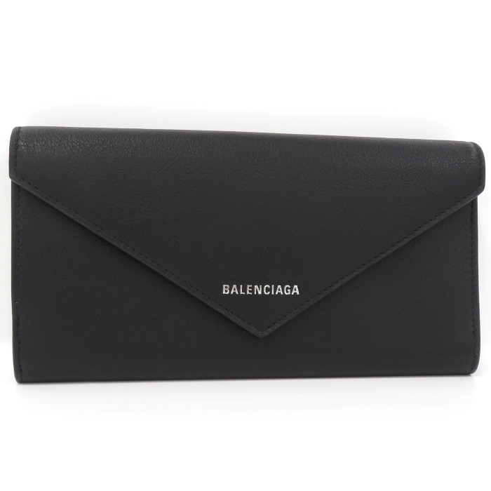 BALENCIAGA ペーパーウォレット 長財布 レザー ブラック 499207