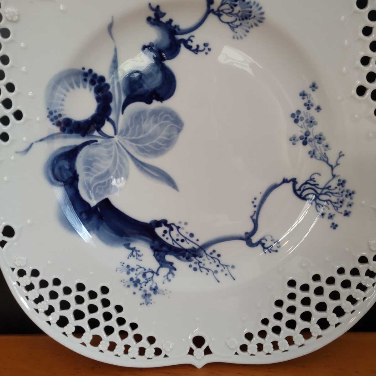 マイセン meissen ブルーオーキッド レース プレート 皿 透かし彫り