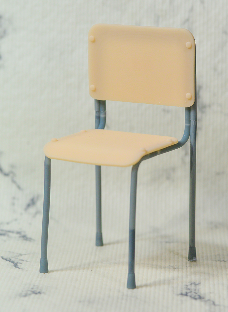 1/6　学校の椅子　ミニチュア　3Dプリンタ出力未塗装レジンキット　ドールハウス、ジオラマ等に　楽器_画像2