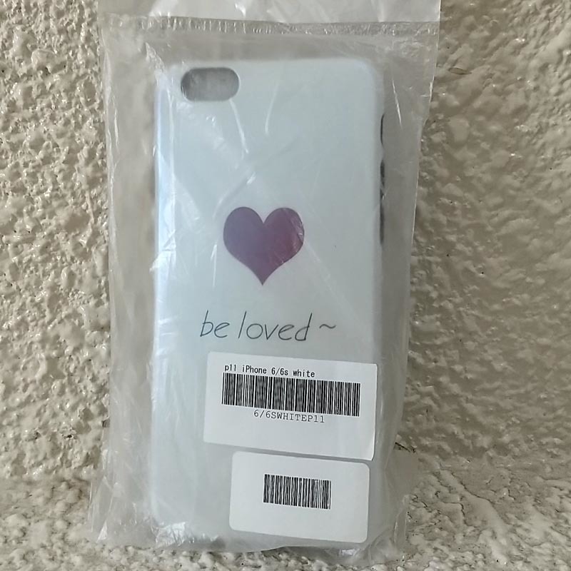 iPhone6/6s用 スマホケース【ハートマーク/白地玉虫/ホワイト系/ピンク系Heart(be loved)】未開封新品 定形郵便送料込み_画像1