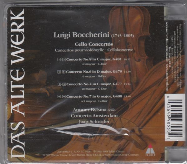 [CD/Teldec]ボッケリーニ:チェロ協奏曲第4,6-8番/A.ビルスマ(vc)&J.シュレーダー&コンセルト・アムステルダム 1965_画像2