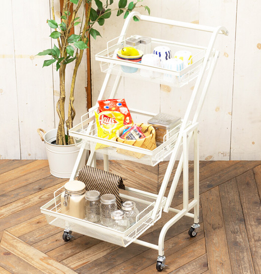  kitchen wagon mesh basket caster 3 step storage wire display simple stylish Northern Europe store 