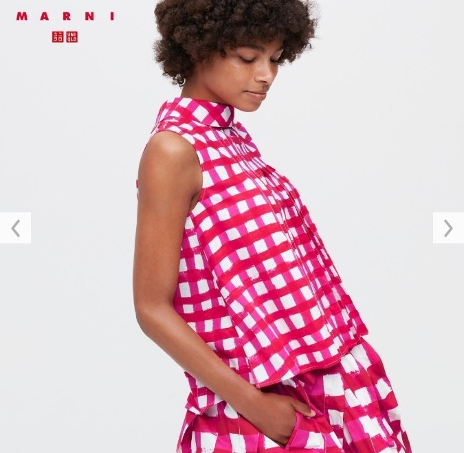 UNIQLOandMARNIタックブラウス13RED新品タグ付きサイズS完売商品 ユニクロ マルニ