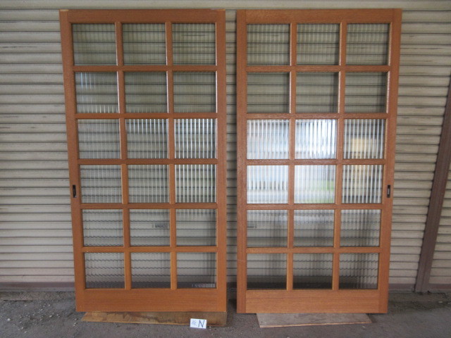 [ lake .] Showa Retro fittings la one material molding glass door 2 point / inspection ) modern Japanese clothes fittings two -ply door soundproofing .. shade old Japanese-style house Cafe modified equipment lino beige .n store 20510 board N