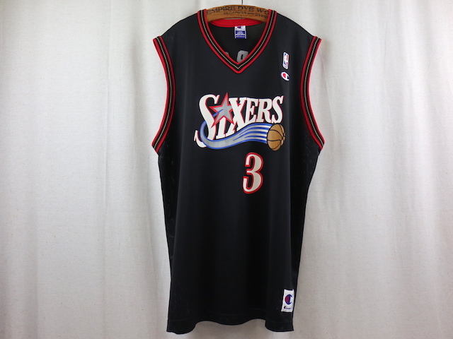 Champion チャンピオン NBA フィラデルフィア・76ers アレン・アイバーソン ユニフォーム(L)ブラック 90s00s ヴィンテージ_画像1