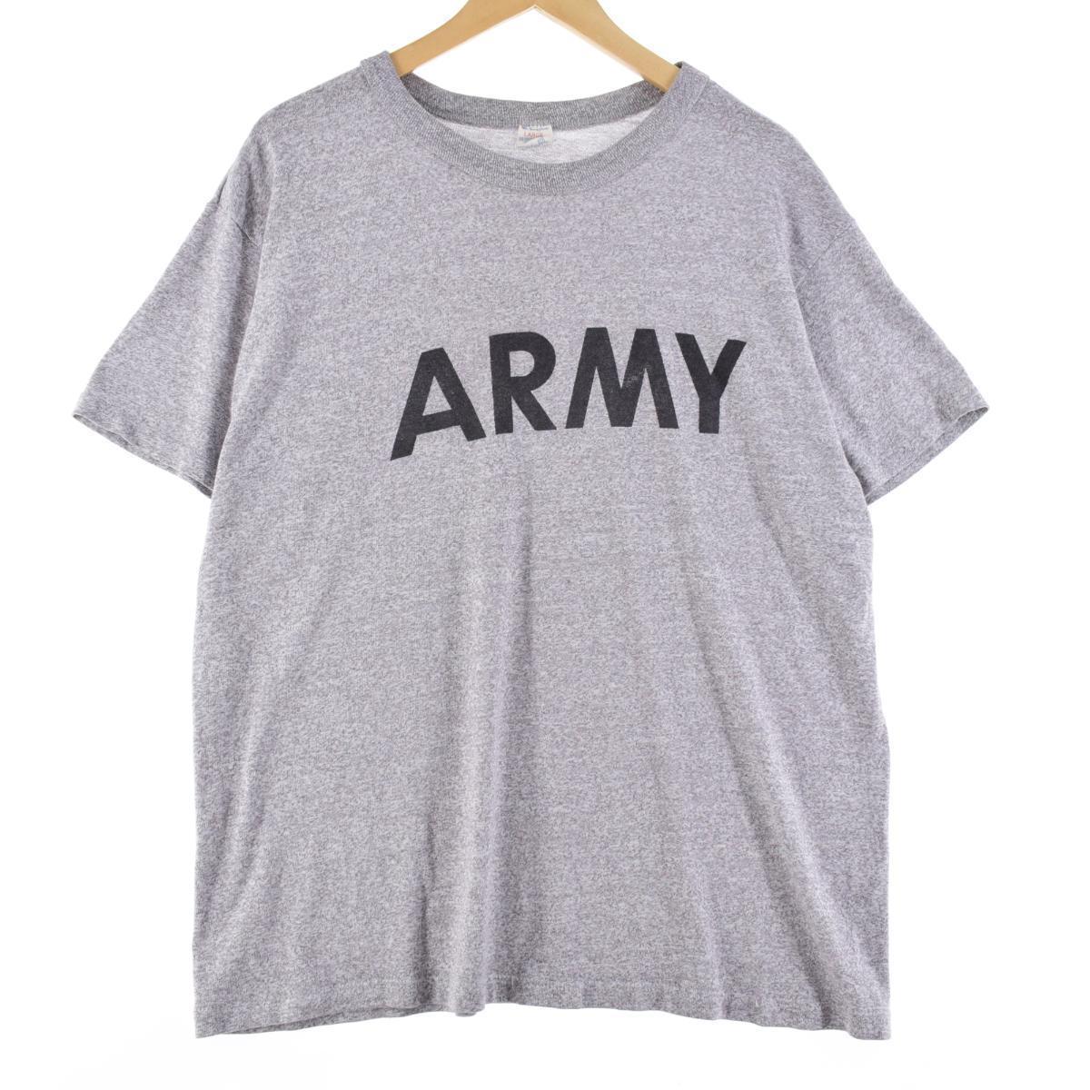 本命ギフト USA製 プリントTシャツ 霜降り 杢グレー ARMY トリコタグ