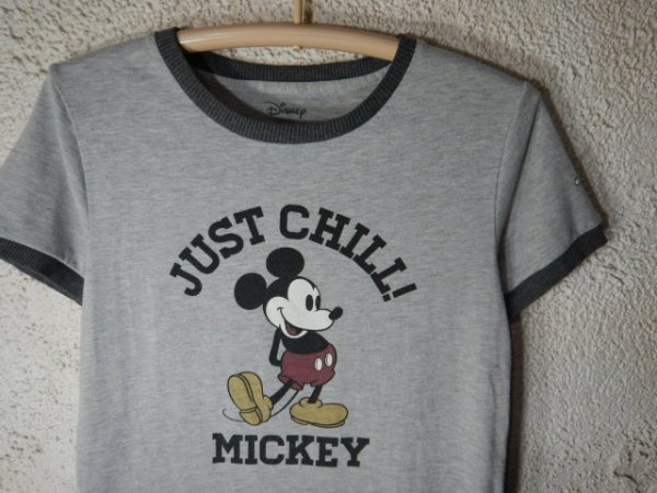 ｎ7908　Disney　ディズニー　レディース　半袖　tシャツ　ミッキー　マウス　JUST CHILL　人気　送料格安_画像2
